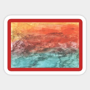 Abstract landscape, nature. Encaustic wax art. Painting drawing Sticker